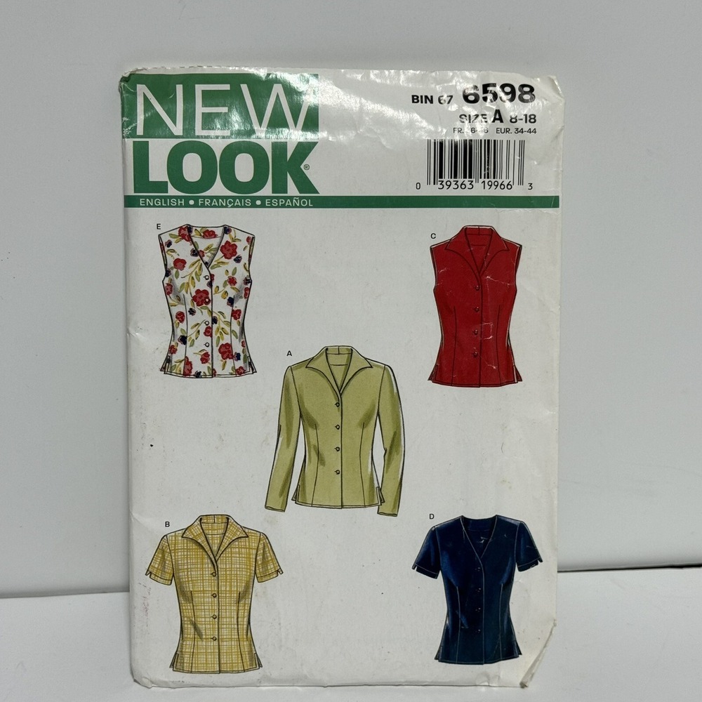 New Vintage 2002 New Look Bin 67 Simplicity 6598 Size A 8-18 Sewing Pattern